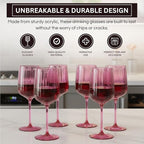 Khen Acrylic Lucia Stemmed Goblets - Unbreakable Wine Glasses Reusable Drinking Cups Dishwasher Safe Elegant Stemware for Cocktail Champagne | Kitchen Bar Party | Set of 6 |14oz | Coral