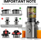 Juicer Machines, Cold Press Juicer for Fruit and Vegetable, Masticating Machine with Juice Recipe, Self Feeding Effortless for Batch Juicing,Easy to Clean,High Juice Yield