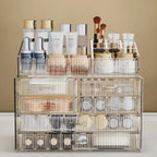 ZHIAI Stackable Storage Drawers, Acrylic Bathroom Counter Organizer Clear Makeup Organizers for Vanity, Kitchen Cabinets, Bathroom, Undersink, Home Organization and Storage (1 Top 6 Drawers)