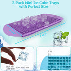 LeeYean Silicone Mini Ice Cube Trays 3 Pack, 160 Crushed Ice Cube Molds Easy Release Small Ice Cube for Chilling Whiskey Cocktail, Flexible Stackable and Durable Soft Mold Storage Containers, BPA Free
