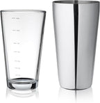 True 20-Piece Cocktail Shaker Bar Set with Wooden Stand Includes Boston Shaker, Mixing Glass, Muddler, Jigger, Strainer, Bartender Kit for Mixed Drinks, Cold Brew Cocktails, Home Bar Tools