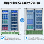 24 Inch Dual Zone Wine and Beverage Refrigerator, Built-in or Freestanding Cooler with French Doors, Under Counter Drink Fridge with Upgraded Compressor for Beer, Wine, and Soda
