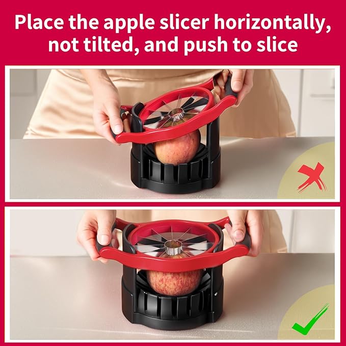 OOKUU 5.12 - Inch Large Apple Slicer, Cut 12 Thin Slices All the Way Through, HEAVY - DUTY Stainless Steel Apple Corer & Slicer for Fruits & Vegetables - Dishwasher Safe