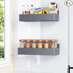Mystozer Magnetic Spice Rack for Refrigerator, Kitchen Organizer and Storage Shelf, Grey(2 Pack)