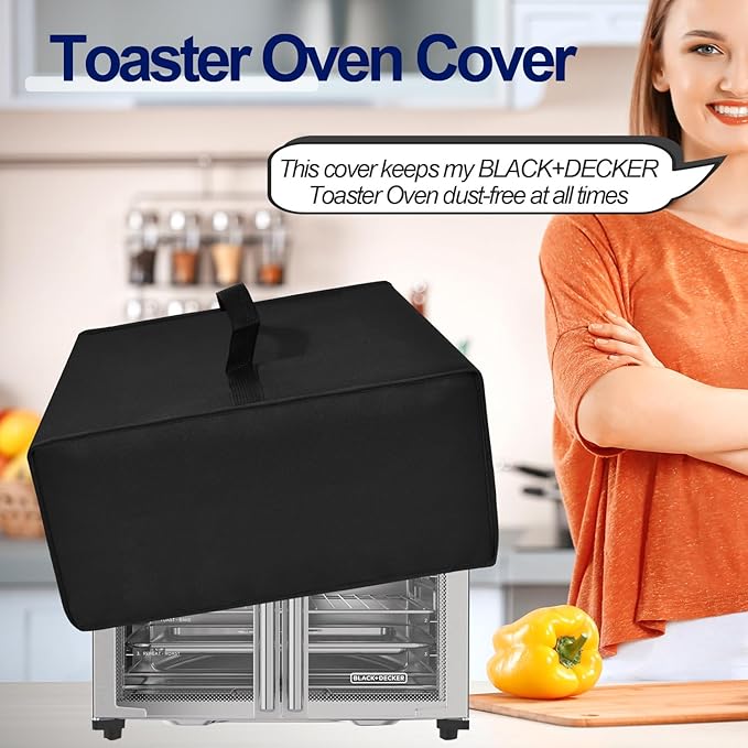 Toaster Oven Cover for BLACK+DECKER Crisp 'N Bake Air Fryer Toaster Oven Combo 12 in 1 Convection Oven, Heavy Duty Thickened Cover Waterproof Dust-proof Countertop Oven Case (Black)
