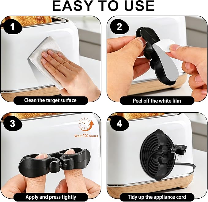 8PCS Cord Organizer for Appliances, Upgraded Kitchen Appliance Cord Organizer Stick on Appliance Cord Wrap Cord Kipper Cord Holder for Appliances Pressure Cooker, Coffee Maker, Air Fryer,Mixer