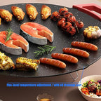 Indoor Smokeless Electric Griddle, Nonstick Round Tabletop Grill with Temperature Control, 1000W Fast Heating, Oil Drain Design for Steaks, Burgers, Pancakes, BBQ (40 cm/16 inch)