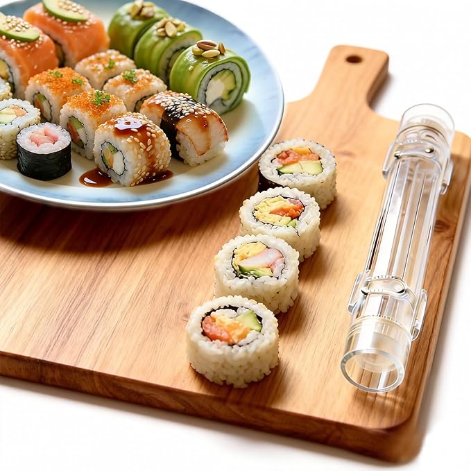Clear Sushi Bazooka – Easy Sushi Making Kit for Beginners & Professionals | DIY Sushi Maker mold for Perfect Rolls at Home | Fun Japanese Cooking Gadget for Family, Parties & Gift