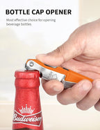 CORKAS Wine Key - Professional Handcrafted Heavy Duty Waiter Corkscrew, Compact Wine Opener with Double Hinged, Foil Cutter and Bottle Opener, Gifts for Servers, Sommelier, Bartenders - Orange