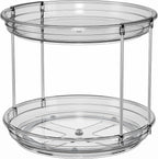 LAMU 2 Tier Lazy Susan Turntable Organizer 10.6'' Rotating Spice Rack Organization for Cabinet, Kitchen, Pantry, Countertop, Bathroom, Vanity, Medicine Cabinet Organizer, Grey