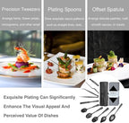 | Plating Tools Culinary Set | 11 Piece Professional Chef Plating Tools Pro Kit | Kitchen Plating Utensils | Modernist Cuisine Food Art | Stainless Steel | Black (Black)