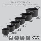 COOK WITH COLOR Nesting Plastic Mixing Bowl Set with Pour Spouts and Handles, Black Speckled, 6 Piece Non-Slip
