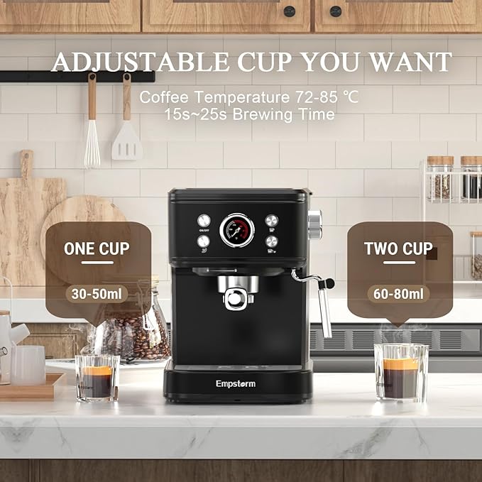 Empstorm Espresso Machine 20 Bar with Steam Milk Frother, Espresso maker Compatible for NS Original Capsules 2 IN 1 expresso maker, Professional Cappuccino Expresso Machine for Home and Office