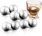 Whiskey Stone 8PCS, Reusable Metal Ice Cubes, XL Large Stainless Steel Whiskey Stone, Refreezable Ice Ball Set with Storage Case, Ice Rocks Wine Chiller Bulk Bar Tool Set