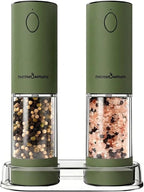 ThermoMaven Electric Salt and Pepper Grinder Set, 110ml Larger Rechargeable Automatic Salt and Pepper Mill Grinder with 6 Adjustable Coarseness, Electric Salt and Pepper Shakers, LED, Matcha