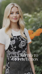 Vintage Floral Apron for Women with Functional Pockets Adjustable Neck Strap for Cooking Baking Mother's Gift
