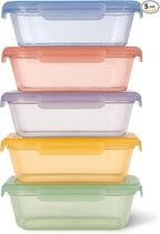 Ello Snap & Nest 10-Piece 4.5 Cup Plastic Meal Prep Set, Reusable Food Containers for Healthy Eating, Freezer, Dishwasher Safe, Desert Festival