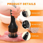 Stainless Steel Meat Tenderizer Tool, Meat Mallet Pounder with 21 Sharp Needles for Tenderizing and Pounding Steak, Beef Pork Chicken BBQ And Poultry (BLACK)