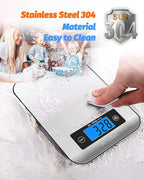 Ataller Smart Food Scales with Nutritional Calculator, Smartphone App with 26 Nutrients Tracking, Calorie, Marco, Digital Kitchen Weight Grams and Ounces for Weight Loss, 11 Pounds, Stainless Steel