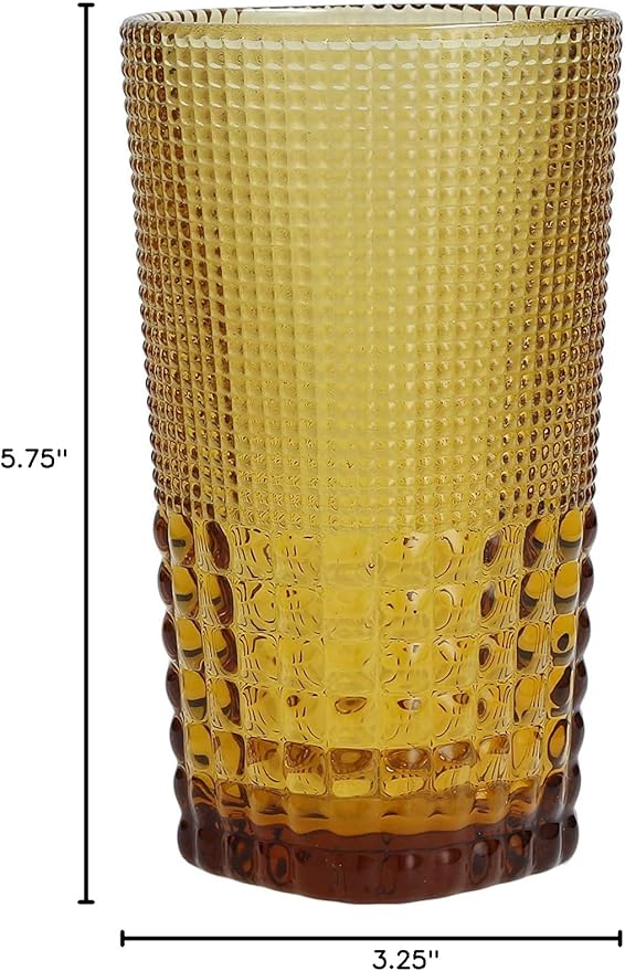 Fortessa Malcolm Double Old Fashioned Cocktail Glass 6 Pack, 11.5-Ounce, Amber