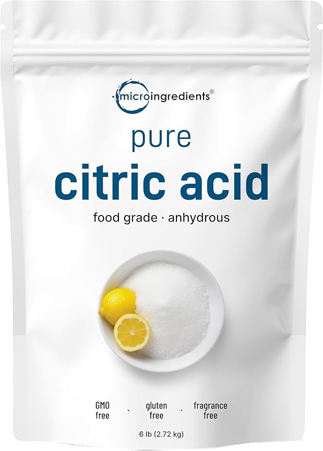 Citric Acid 6 Pounds, Food Grade, Fine Granular Powder | 100% Pure, Concentrated Anhydrous Form | Natural Preservative + Great for Cooking, Cleaning, & DIY Bath Bombs | Non-GMO