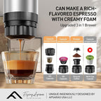 APSARAS USA Portable Coffee Maker, Portable Espresso Maker, 20 bar Mini Espresso Machine, 3in1 Electric Espresso Maker, Travel Coffee Maker with Ground Coffee & Capsule(Ns&DG) for RV, Camping