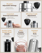 CIRCLE JOY Mini Manual Coffee Grinder with 40 External Adjustable Settings and Ceramic Conical Burr, Portable Stainless Steel Hand Coffee Grinder for Home and Travel