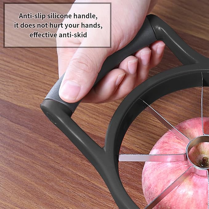 Newness 5.12 Inch Extra Large Apple Slicer, 8-Blade, Stainless Steel, Black