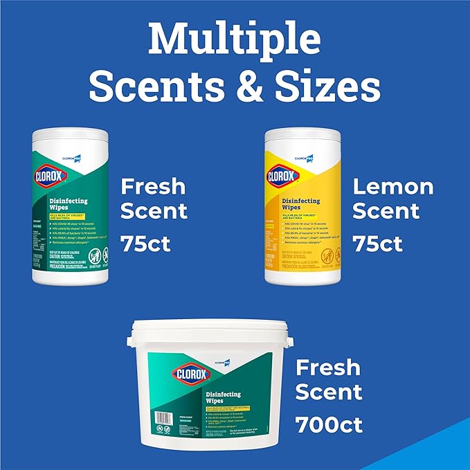 CloroxPro Clorox Disinfecting Wipes, Lemon Fresh, 75 Count, Pack of 6 (Package May Vary)