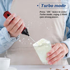 FoodVille MF05 Rechargeable Milk Frother USB Charging Handheld Foam Maker with Stainless Balloon Whisk for Cappuccino, Latte, Bulletproof Coffee, Keto Diet, Protein Powder, Matcha (Red)