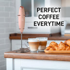 Zulay Kitchen Patented Tornado Triple Whisk Milk Frother with 4 Duracell Batteries – Handheld Foam Maker for Coffee, Lattes, Matcha & Hot Chocolate – Rich, Creamy Froth in Seconds - Rose Peach
