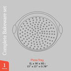 Non-Stick Pizza Pan with Silicone Handle 1 Pack, 13 Inch Round Carbon Steel Tray with Perforated Holes, Dishwasher & Oven Safe Up To 450°F, PFOAPFOSPTFE Free, Durable Nonstick White Marble Coating