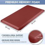 4/5 Inch Thick Kitchen Mats for Floor, StepRite Kitchen Rug for Standing Desk, Non-Slip, Thicker, Stain & Water Resistant, Comfort Anti Fatigue Floor Mat for Home, Kitchen, Office - Red,32 * 20''