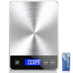 Food Kitchen Scale, 33lb Food Scale Precisely Measures Grams and Ounces for Baking and Cooking, 304 Stainless Steel Kitchen Scale for Food with LCD Display, Batteries Included