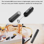Handheld Milk Frother with Cover- 15-Second Silent Drink Mixer, Travel-Ready with ABS Sleeve, Battery-Powered for Coffee, Matcha & Shakes