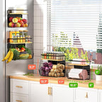 Magnetic Shelf for Fridge with Wood Lid, Fruit Potato and Onion Storage Bins, Pantry Organizers & Storage, Large Container Magnetic Spice Rack for Refrigerator, Kitchen Counter (Black, 2)