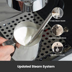 Gemilai Owl G3006 Home Espresso Machine, 58mm Commercial Group Head & PID Temp Control, Stainless Steel Coffee Maker for Barista-Quality Latte Art, Cappuccino Dual Data Display Black