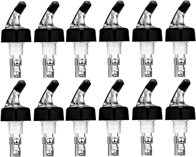 12 Pack Measured Liquor Pour Spout, Liquor Bottle Pourers, Measure Pour Spout for Liquor Bottles, Bottle Pourers for Alcohol, Shot Pourer Cocktail Liquor Dispenser Bar Bartending Tool -1.5oz/45ml