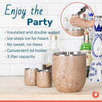 Snowfox Plus - Insulated Ice Bucket with Lid/Scoop, Premium Vacuum Insulated Stainless Steel Ice Buckets for Parties, Ice Box, Home Bar Accessories, Parties Supplies, Bar Decor, 3L, Shimmer Gold