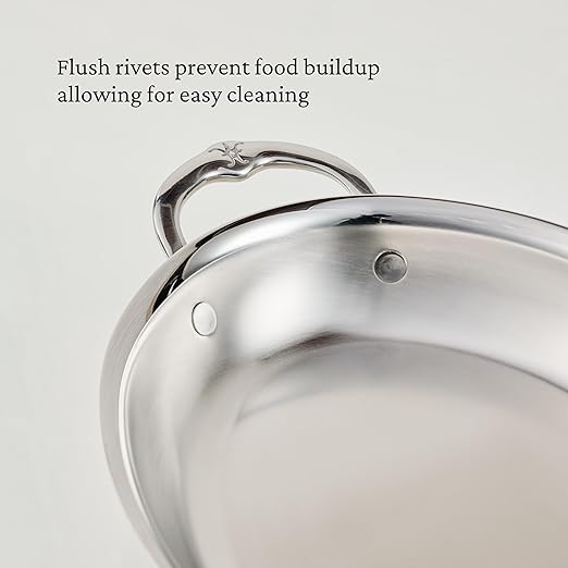 Hestan Provisions Oval Au Gratin Baking Dish, 2 Quart Clad Stainless Steel, 12.5 x 9 Inch - Oven Safe 600F, Kitchen to Table Serving, Designed with Thomas Keller