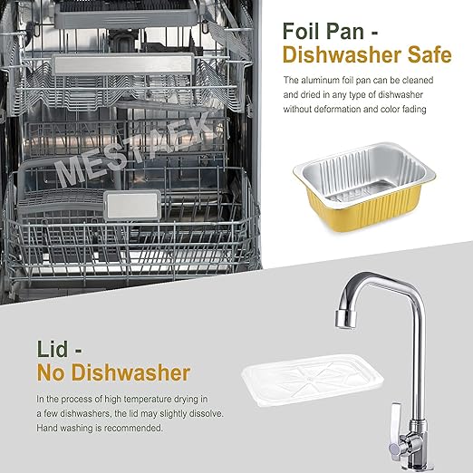 8" x 6" Heavy-Duty Aluminum Foil Pans with Snap-On Lids, 61oz, 5 Pack – Extra-Thick Disposable Foil Containers for Oven, Baking, Freezer & Food Storage