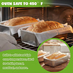 2 Packs 8.8×5.9 Inch Loaf Pans for Baking Bread, 304 Stainless Steel Loaf Bread Pan with Parchment Paper Liners, Metal Bakeware for Bread, Meatloaf, Cake Brownies, Easy Release, Oven & Dishwasher Safe
