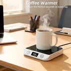 Coffee Mug Warmer & Candle Warmer 46W Electric Cup Warmer for Desk - Smart Digital Display 6 Heat Settings Timer Auto Shut-Off Work from Home Office Gift (White)