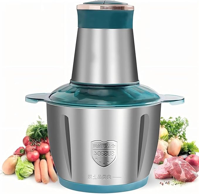 Meat grinder,Meat chopper,Food Chopper,Fast Shredding for Meat, Vegetables, Fruits and Nuts,Electric Food Chopper with 4 Large Sharp Blades for Meat, Upgraded Button & Smart Overheat Protectio
