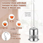 Umigy 4 Pcs Tea Infuser Strainers for Loose Tea with Scoop, Extra Fine Mesh Steeper 304 Stainless Steel Diffuser Leaf Holder with Extended Chain Hook for Brew, Spices, Seasoning (Stylish Style)