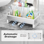 Ewaiira Stainless Steel Sink Caddy, Sponge Holder for Kitchen Sink with Brush Holder & Dishcloth Rack, Rustproof Sink Organizer Countertop, Kitchen Organizers Storage Essentials (E-White 9.8″)