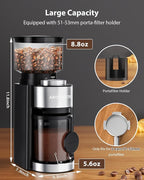 Conical Burr Coffee Grinder,3-Ear Portafilter Holder