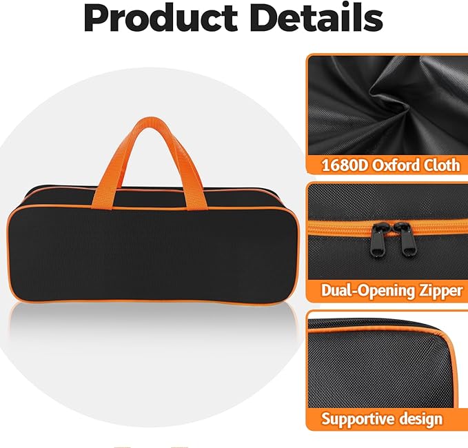 Grill Tool Storage Bag, 20" x 6" x 5" Large Capacity Grill Accessory Storage, 1680D Heavy-Duty Grill Utensil Storage, Accessories Storage Compatible with Blackstone (No Accessories)