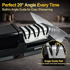 Electric Knife Sharpener for Kitchen – Professional 3-Stage 100% Diamond System with 20° Precision Angle, Fast Sharpening to Restore & Polish Chef Knives(Black)