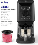 12-in-1 Ice-Cream Maker Machine - 11 Preset Programs & Self-Cleaning, Healthy Frozen Yogurt Maker for Gelato, Slushies, Sorbet, Mix-ins & More, Includes (2) Pint Containers, Mother's Day